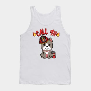 Cute grey dog is a firefighter Tank Top